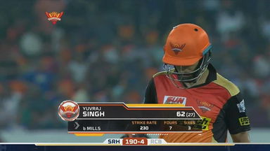 M1: SRH vs RCB – Yuvraj Singh Wicket
