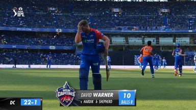 M20: MI vs DC – David Warner Wicket