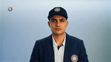 Captain Shubman Gill takes guard