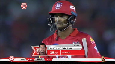 M28: KXIP vs RCB – Mayank Agarwal Wicket