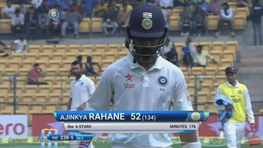 IND vs AUS 2017 - 2nd Test day 4 : Ajinkya Rahane Wicket