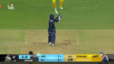 M01: GT vs CSK  – Wriddhiman Saha Six