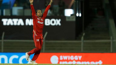 Rahul Chahar's tight spell of 3/25