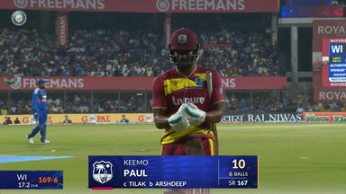 IND vs WI 2026, 3rd T20I: Keemo Paul Wicket