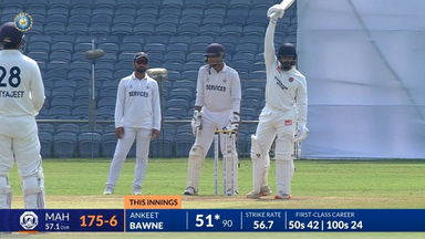 Ranji Trophy 2024/25, Maharashtra vs Services: Captain Ankit Bawne's fighting knock of 94*(203)