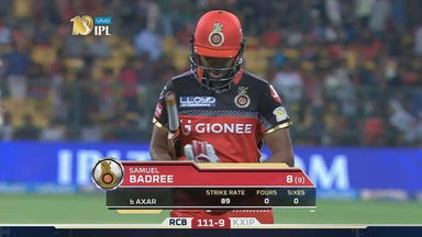 M43: RCB vs KXIP – Samuel Badree Wicket
