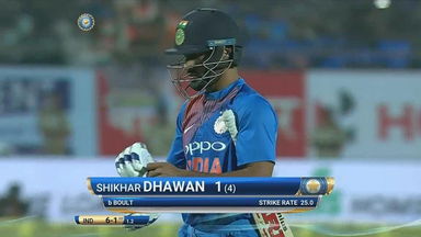 IND vs NZ 2017, 2nd T20I: Shikhar Dhawan Wicket