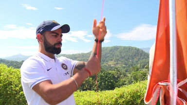 Team India hoist the tri-colour at Kandy