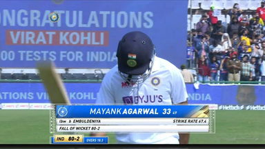 IND vs SL 2022, 1st Test, Day 1: Mayank Agarwal Wicket