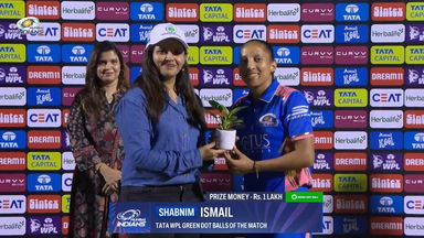 TATA WPL Green Dot Balls of the Match: Match 20, Mumbai Indians vs Royal Challengers Bengaluru, WPL 2025: Shabnim Ismail
