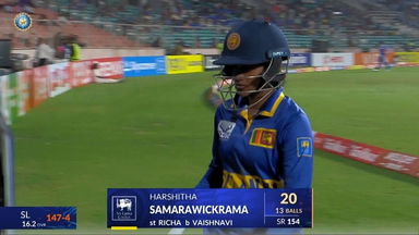 IND-W vs SL-W 2025, 4th T20I: Harshitha Samarawickrama Wicket