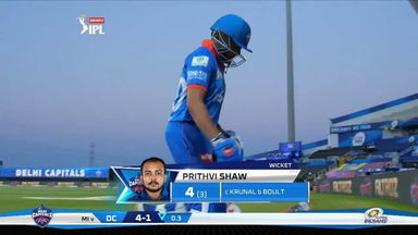 M27: MI vs DC – Prithvi Shaw Wicket