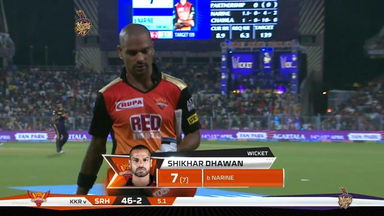 M10: KKR vs SRH – Shikhar Dhawan Wicket