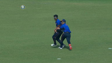 Collision between the fielders and Het Patel survives