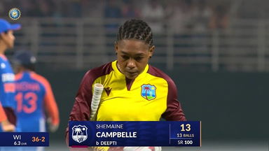 IND-W vs WI-W 2024, 1st T20I: Shemaine Campbelle Wicket