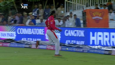 Chris Gayle 'kicks it' to the boundary