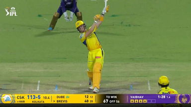 IPL 2025 M57: KKR vs CSK - Dewald Brevis Six