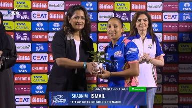 TATA WPL Green Dot Balls of the Match: Match 19, Mumbai Indians vs Gujarat Giants, WPL 2025: Shabnim Ismail