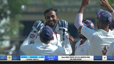 Ranji Trophy 2019-20: Gujarat  vs Goa, QF1 - Fall of wickets, Goa 1st Innings