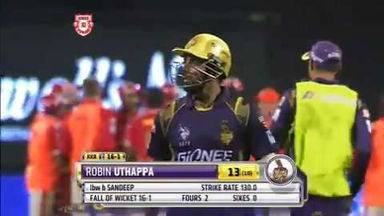 M14: KXIP vs KKR – Robin Uthappa Wicket