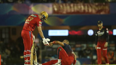 Oopsie! Harshal Patel's slip at the bowling crease