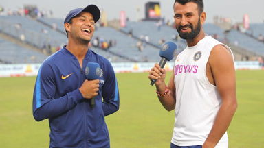 Post game laughs courtesy Mayank & Pujara