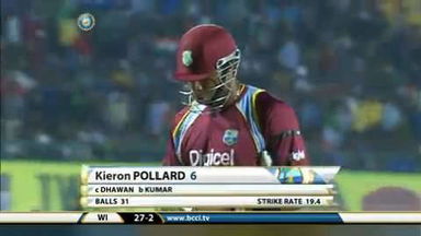 4TH ODI: IND vs WI – Kieron Pollard Wicket