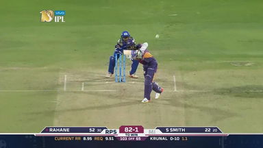 M2: RPS vs MI – Ajinkya Rahane Six