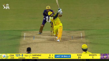 IPL 2026 M22: CSK vs KKR - Sarfaraz Khan Six