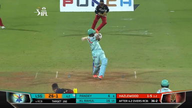 M31: LSG vs RCB – K L Rahul Six