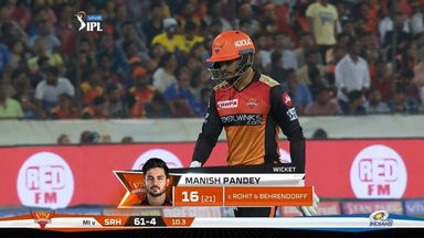 M19: SRH vs MI – Manish Pandey Wicket
