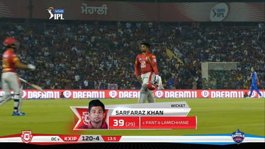 M13: KXIP vs DC – Sarfaraz Khan Wicket