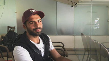 In-stadium - Local boy Barinder Sran cheers for Team India