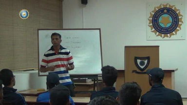 Rahul Dravid gets talking to U-23 boys at the NCA Camp