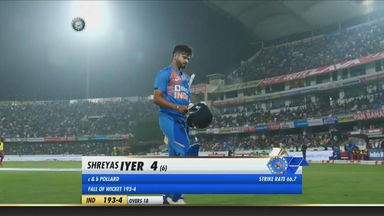 IND vs WI 2019, 1st T20I: Shreyas Iyer Wicket