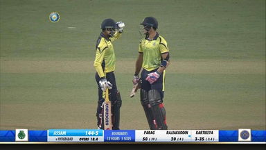 6, 4, 6, 6! Riyan Parag, Rajjakuddin Ahmed go after Kartikeya Kak
