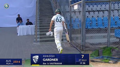 IND-W vs AUS-W 2023-24, 1st Test: Ashleigh Gardner Wicket