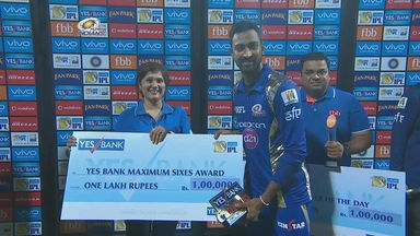 M10: MI vs SRH  – YES Bank Maximum Sixes – Krunal Pandya