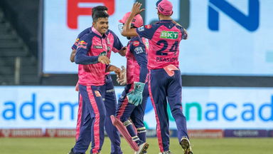 Riyan Parag makes difficult running catch look easy