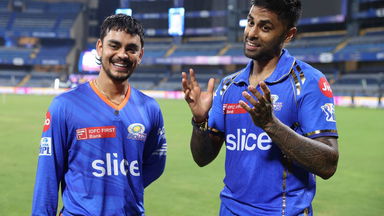 Celebrating MI's 50th win at Wankhede with Ishan Kishan & Suryakumar Yadav