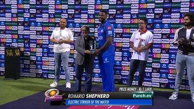 M20: MI vs DC – Punch.ev Electric Striker of the Match – Romario Shepherd