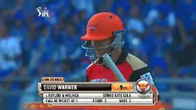 M23: MI vs SRH – David Warner Wicket