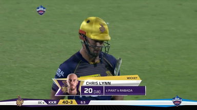 M10: DC vs KKR – Chris Lynn Wicket