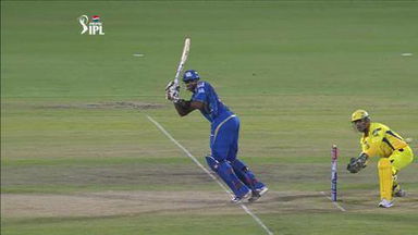 M73: CSK vs MI  – Kieron Pollard Wicket