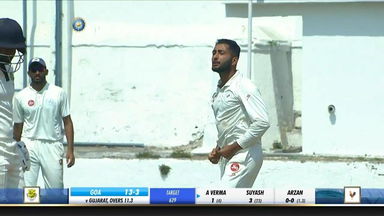 Ranji Trophy 2019-20: Gujarat  vs Goa, QF1 -   Arzan Nagwaswalla scalps four