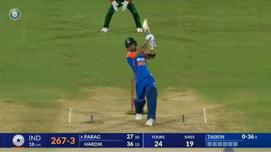 IND vs BAN 2024, 3rd T20I: Riyan Parag Six