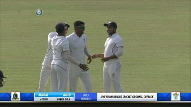 Ranji Trophy 2019-20: Bengal  vs Odisha, QF2 - Fall of wickets, Bengal 2nd Innings