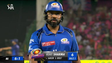 M38: RR vs MI – Rohit Sharma Wicket