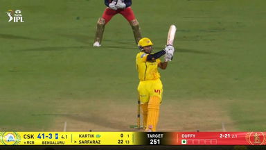 IPL 2026 M11: RCB vs CSK - Sarfaraz Khan Six