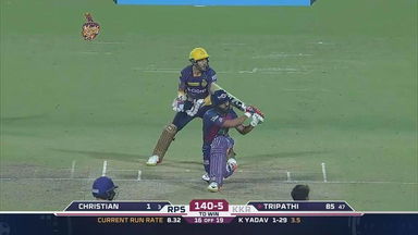 M41: KKR vs RPS   – Rahul Tripathi Six